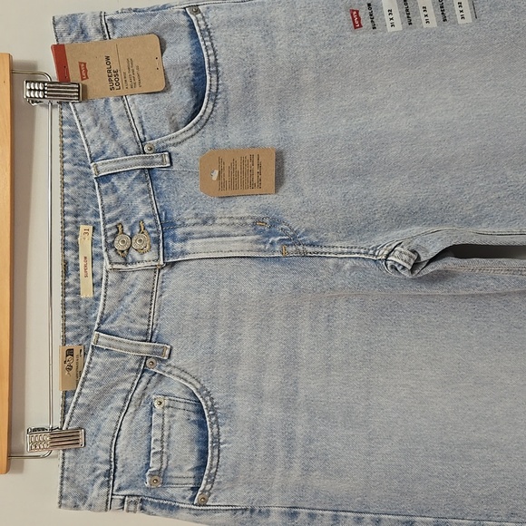 Levi's SuperLow Loose Fit Jeans Baggy Size 31 X 32 Wide Leg Light Wash Low Rise - Picture 7 of 16